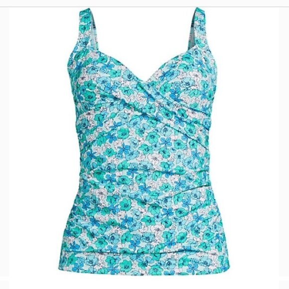 Lands' End V-Neck Wrap Underwire Tankini Swimsuit Top - Size: 8 Long - NWT - Picture 12 of 12
